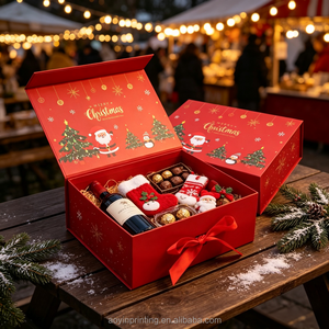 Boîte cadeau magnétique à motif d'arbre <span class=keywords><strong>de</strong></span> Noël vert, couverture <span class=keywords><strong>en</strong></span> papier graphique naturel pour une ambiance joyeuse et festive, décoration vibrante et somptueuse - Product Image 2