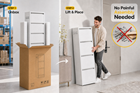 ASSOC Meuble à chaussures fin en acier, pré-assemblé, anti-moisissure et anti-humidité, pour entrée et couloir, direct usine