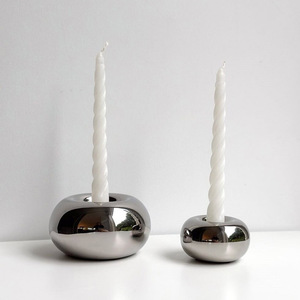 Wholesale Custom <strong>Silver</strong> Round Ceramic Candle Holder Ornaments Modern Table Decoration Tea Light Stand <strong>Candlestick</strong> - Product Image 3