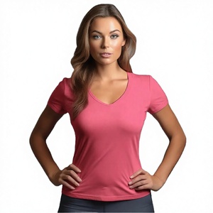 Camiseta de Algodón de Alta Calidad para Mujer, Cuello en V, Secado Rápido, Antiarrugas, Deportiva, Verano, Estampada, Casual, Manga Corta, Transpirable - Product Image 3