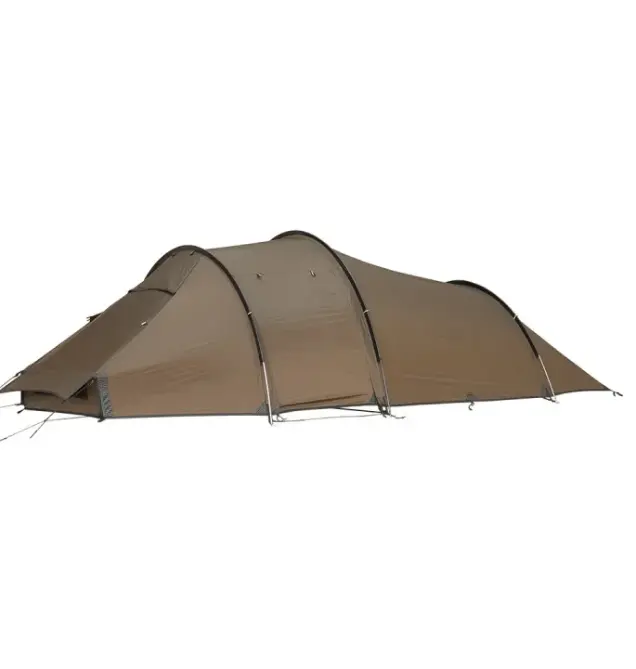 Tienda de túnel para acampar al aire libre familiar de tela de nailon impermeable para cuatro estaciones con Gato de estufa