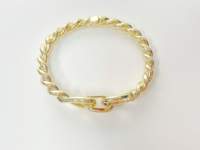 Bracelet en laiton torsadé avec motif serpent en corde de chanvre, finition polie, plaqué or véritable, zircon, fermoir à pression en cuivre