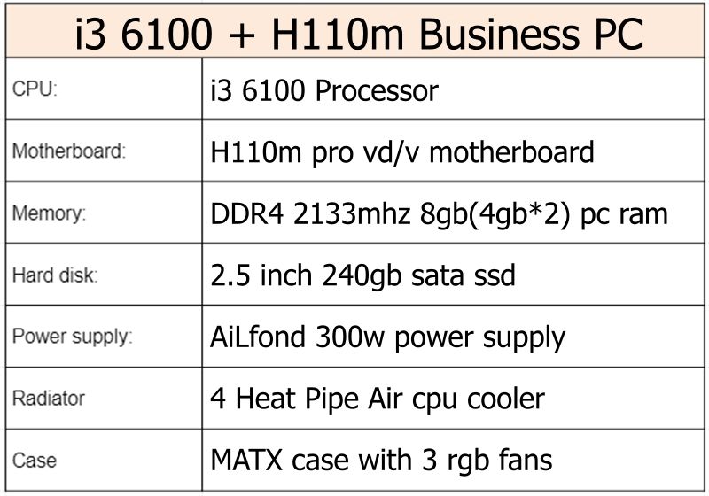 i3 6100 Cheap Full Gaming Pc with Gpu Custom Computer Set Equipment ...