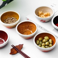 Ensemble de bols en céramique Fortune Fu, étiquette rouge porte-bonheur, bol à condiments, bord crème glacé, boîte cadeau de cuisine, bol à collation en céramique