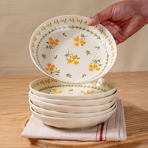 Plat de service en céramique rond et profond avec motif floral, compatible lave-vaisselle, pour usage domestique - Product Image 5