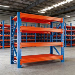 Étagères de stockage pliables en acier industriel à 4 niveaux, revêtement poudré, système d'étagères pour entrepôt - Product Image 4