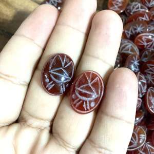 Ónix Rojo Natural Tallado en Forma de Escarabajo, Piedra Preciosa Suelta, Precio de Fábrica al por Mayor, Ónix Rojo Ovalado Tallado en Forma de Escarabajo para Joyería - Product Image 2