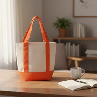Sac fourre-tout en toile écologique, sac de shopping réutilisable en coton, impression de logo personnalisé, sac à bandoulière avec poche avant, couleur contrastée pour femmes