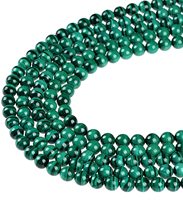 Perles Rondes de Malachite en Gros pour Fabrication de Bijoux Collier Perlé DIY en Pierres Précieuses 15,5 Pouces Gros 3/4/6/8/10/12/14 MM Polies