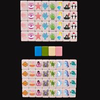 Jeu de Mahjong pour 2 Joueurs, Blocs Drizzle 65 Tuiles, Motifs Animaux et Aliments, Tuiles de 24 mm, Jeux de Mahjong