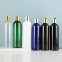 Envases Redondos de Plástico PET para Cosméticos, Color Blanco, Ámbar y Negro, Vacíos, para Champú, Loción, Crema, Tónico Corporal, 250ml 500ml, con Tapa Dorada