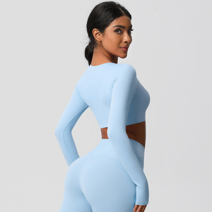 Bán Buôn Hot Bán Phụ Nữ Dài Tay Áo Top Biểu Tượng Tùy Chỉnh Nén Áo Sơ Mi Tập Thể Dục Yoga Top Với Cho Phụ Nữ - Product Image 4