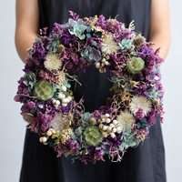 Guirlande florale naturelle mixte violette à suspendre à la porte, guirlande de fleurs éternelle écologique de haute qualité pour la décoration de Noël et saisonnière