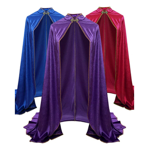 Capa Medieval Retro <span class=keywords><strong>de</strong></span> Terciopelo con Cuello Alto, Capa <span class=keywords><strong>de</strong></span> Reina Real para Halloween, Prenda Exterior Larga con Ribete Dorado para Cosplay y Actuaciones Escénicas - Product Image 1