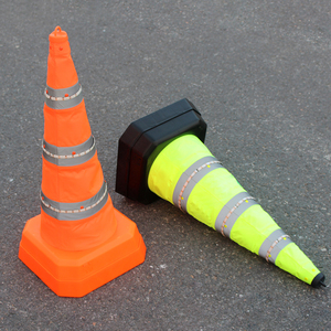 Cono de Seguridad Plegable de Emergencia con LED Intermitente, Retráctil, Batería Recargable, Tela Oxford Impermeable, Seguridad Vial, Blanco PE - Product Image 5