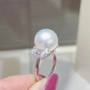 Support vide pour bague en argent S925, accessoires DIY pour perles, support de bague couronne en argent pour perles rondes de 6-8 mm 1691 - Product Image 1