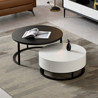 Tables basses rondes blanches modernes minimalistes et luxueuses avec tiroirs pour petit salon