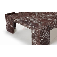 Newstar luxe personnalisé calcaire travertin salon luxe Rosso Levanto marbre table basse avec forme carrée