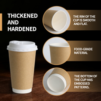 Gobelets à café en papier biodégradables de 8 oz, 12 oz et 16 oz avec couvercles, double paroi, écologiques, logo personnalisé, pour cafés et plats à emporter