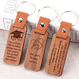 Customized Plain <b>Cork</b> Blank Wooden Keychain Blanks DIY Wooden Bar Key Chain 2 Sided Laser Engraving Wood Keychain - Product Image 1