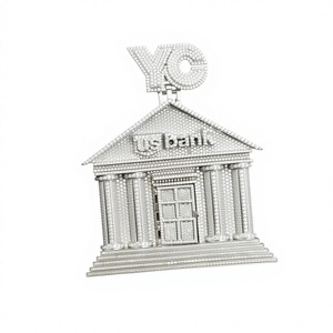 Colgante de cruz de moissanita con incrustaciones de piedras azules en plata de ley 925, joyería de oro estilo hip hop para fiestas y ocasiones especiales - Product Image 1