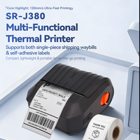 Imprimante d'étiquettes thermiques portable SR-J380, 3 pouces, pour étiquettes d'expédition, BT, USB, WiFi, compatible Android, iOS, Windows
