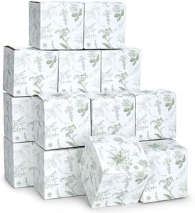 Boîtes cadeaux en papier vert à motifs floraux, style chinoiserie, petites boîtes en papier à fleurs, sacs de fête en papier vert et blanc avec hortensias pour mariage et anniversaire - Product Image 1