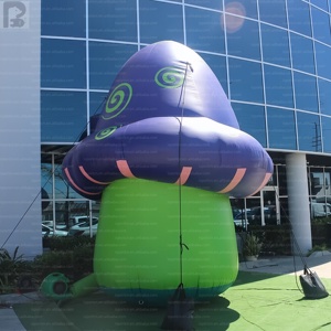 Modèle publicitaire géant gonflable de 4 m avec logo personnalisé, motif champignon souriant de dessin animé et maison féerique, pour parcs d'attractions, spectacles, scènes, événements et fêtes pour enfants - Product Image 4