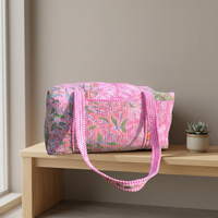 Bolsa de Viaje de Lona Acolchada Floral, Duradera, Ligera, Ecológica, de Alta Calidad, Grande, para Fin de Semana, con Cierre y Gran Capacidad