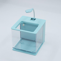 Mini aquarium de bureau transparent élégant Aquarium carré créatif avec éclairage LED et système de filtre pour le matériel PP du salon