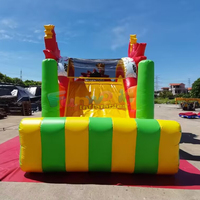 Circuito de Obstáculos Inflable de Grado Comercial, Casa de Brinco con Tobogán para Niños, Lona de PVC de 0.55 mm, Capacidad de 1000 kg, Portátil, para Fiestas al Aire Libre