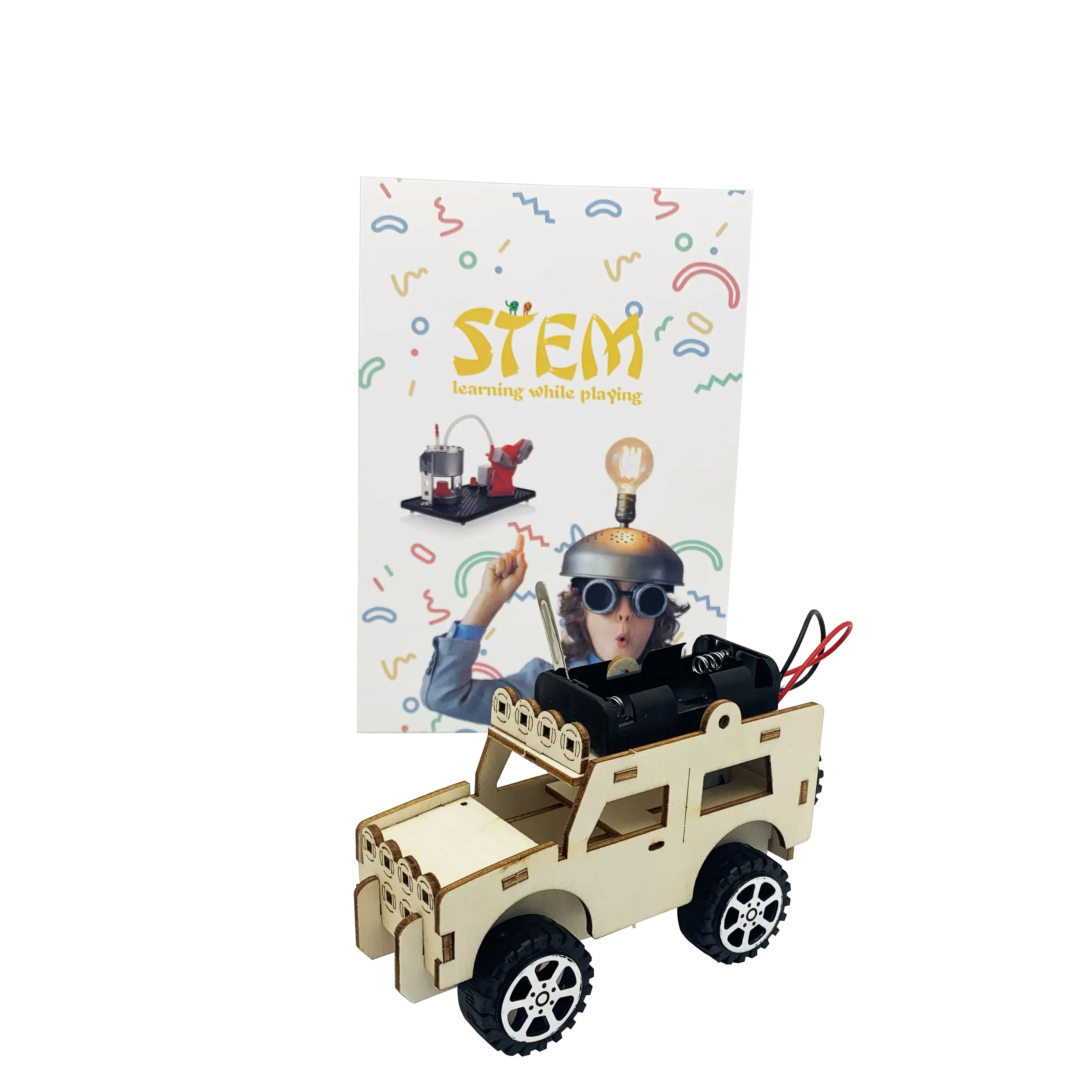 DIY स्टेम लकड़ी किट इलेक्ट्रिक कार के लिए छात्र और बच्चों भौतिकी विज्ञान शैक्षिक किट