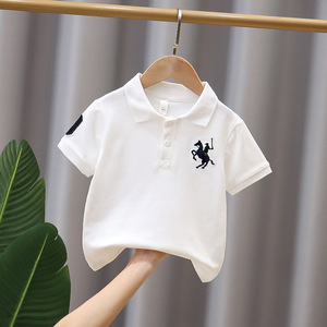 Polo in cotone ricamato oversize da bambino con colletto a risvolto e maniche corte, <span class=keywords><strong>abbigliamento</strong></span> estivo per neonati - Product Image 2