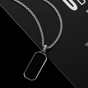 Collier pendentif en acier titane tendance, double face poli, forme de cœur, diamant personnalisé, chaîne à maillons pour pulls - Product Image 3
