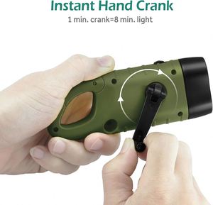 Hand Crank Solar Dynamo Flashlight Rechargeable Emergency <b>LED</b> <b>Mini</b> Keychain Snap Clip Backpack Flashlight Outdoor Camping - Product Image 2