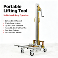 Lève-meuble 80 kg, perceuse manuelle double usage, acier au carbone autobloquant, 3 modèles, 4 roues, 1,8-2,5 m, portable