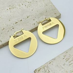 <span class=keywords><strong>Orecchini</strong></span> a Cerchio in Acciaio Inossidabile Placcato Oro Stile Retrò Europeo Americano di Tendenza, Design Geometrico Ispirato ai Grandi Nomi, Stile Buddista - Vendita Calda - Product Image 2