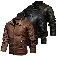 Veste en PU à col rabattu pour homme, style décontracté et hippie, couleur unie, doublure en polyester, automne/hiver