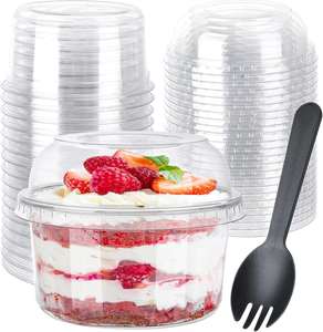 Wholesale Transparent PET <b>Plastic</b> Yogurt Food Containers 12oz/16oz/24oz 90mm Diameter Deli <b>Cups</b> Lid Single Wall Fruit Deli - Product Image 1