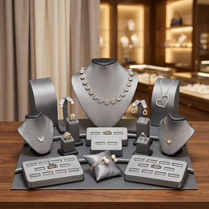 Expositor de Joyería de Cuero Gris/Negro de Alta Gama, Soporte para Collares, Adecuado para Vitrinas de Joyerías - Product Image 3