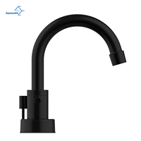 Robinet de lavabo de salle de bain américain, robinet à double poignée noir mat, robinet de lavabo à montage central de 4 pouces