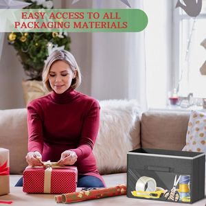 Organisateur de papier cadeau pour Noël à suspendre au-dessus de la porte avec 5 tiroirs amovibles et 2 poches pour rouleaux de papier cadeau - Product Image 2