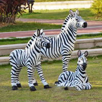 Statue d'animal de jardin d'extérieur, sculpture d'éléphant et de zèbre grandeur nature, sculpture d'éléphant de safari en fibre de verre, accessoires d'éléphant, sculpture de jardin en résine