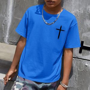 เสื้อยืดเด็กชาย FOXA ลายคริสเตียน แขนสั้น ผ้าฝ้าย 100% ลายกางเขน ข้อพระคัมภีร์ สร้างแรงบันดาลใจ เสื้อผ้าทางศาสนาสำหรับเด็ก - Product Image 2