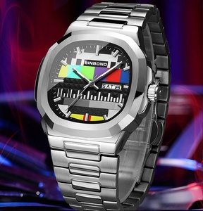 Binbond B1984 TV Không Có Tín Hiệu Quay Số Hoài Cổ Của Người Đàn Ông Thạch Anh Đồng Hồ Dây Đeo Thép Không Thấm Nước Retro Mới Lạ Nam Đồng Hồ Quà Tặng - Product Image 5