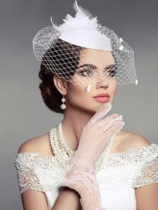20s 50s Tea Party Hat and Gloves Set Fascinator Hat for Women Funeral Pillbox Cocktail <strong>Headband</strong> with <strong>Veil</strong> - Product Image 4