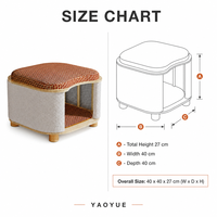 YAOYUE Tabouret Nid pour Chat Partagé Humain-Animal, Lit pour Chat en Bois avec Coussin en Peluche, 40x40x27cm, Meuble Multifonctionnel pour Chat