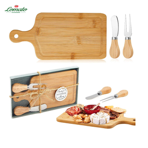 Planche à découper carrée en bambou écologique réutilisable avec couteau et fourchette, coffret cadeau pour mariage, fête de déménagement, facile à nettoyer, durable - Product Image 3
