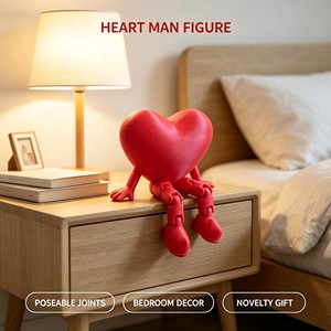 3D Printed Articulated Heart Man Figurine Red Plastic <b>Desk</b> <b>Ornament</b> Valentine Gift Home Decor - Product Image 3