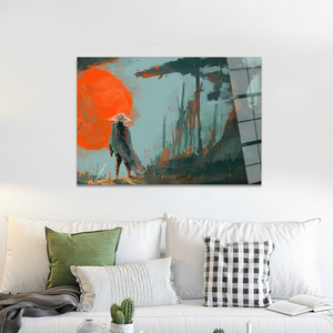 Impression sur toile abstraite moderne Art Déco Guerrier Samouraï, panneau décoratif mural - Product Image 3